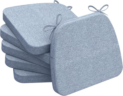 AAAAAcessories D-Shaped Chair Cushions, 2" Thick Dining Chair Pads with Ties and Removable, Machine-Washable Cover, 17" x 16", Set of 4, Oatmeal Beige - Colors A