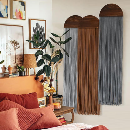 Flber 2 Pcs Macrame Wall Hanging Boho Wall Decor Handmade Macrame Art Tapestry Wedding Macrame Backdrop 13.7" W x 51" L For Living room Bedroom Headboard Decor