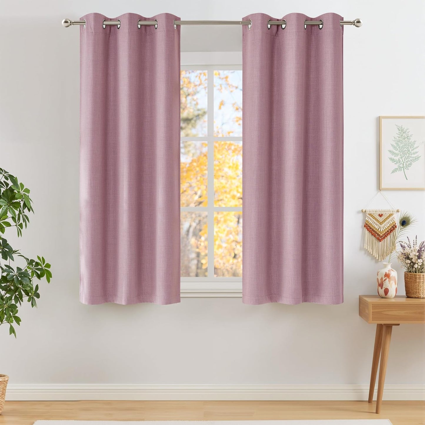 NICETOWN Halloween Pitch Black Solid Thermal Insulated Grommet Blackout Curtains/Drapes for Bedroom Window (2 Panels, 42 inches Wide by 63 inches Long, Black) - Colors B