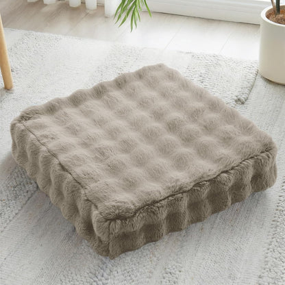 JKMAX 2 Pcs High Density Foam Floor Pillow - Upgraded Large Pillows Seating for Adults - Outdoor Floor Cushion with Soft Tufted Cover - Yoga Pillows for Sitting On Floor - 22 Inch Light Gray