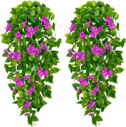BLEUM CADE Fake Hanging Plants, 2pcs Artificial Pothos Vines Greenery for Wall Home Living Room Office Indoor Outdoor Decor (No Baskets)