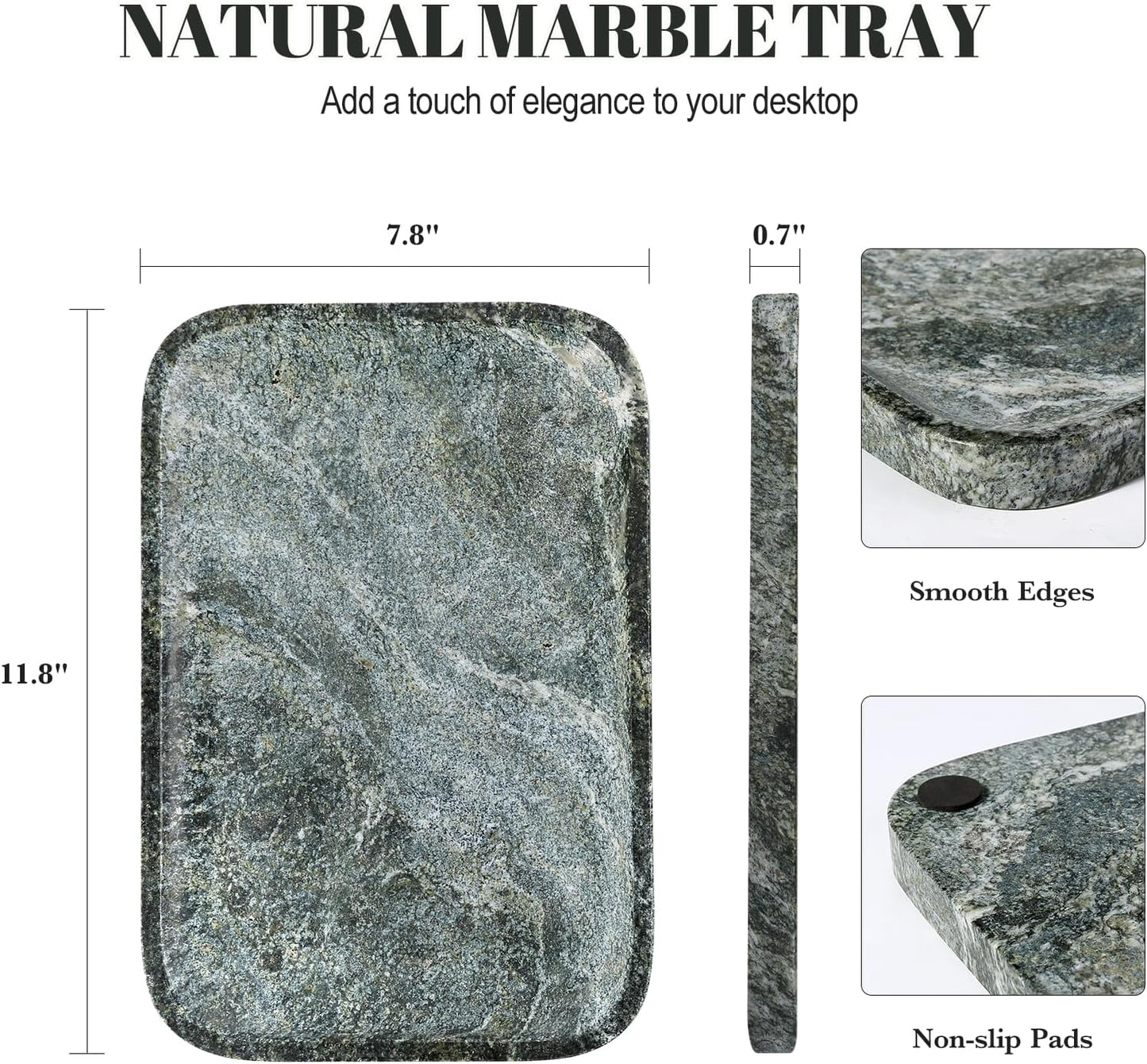 Koville Romano Travertine Tray, 12"x8" Natural Stone Vanity Tray for Countertop Bathroom Kitchen Dresser, Decorative Marble Catchall Trays for Perfume Jewelry, Rectangular Serving Tray(Beige)