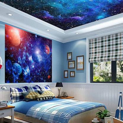 Apdidl Forest Galaxy Starry Tapestry for Bedroom Ceiling, Blue Space Night Starry Sky Moon Stars Tapestry Aesthetic, Tree Forest Milky Way Backdrop Wall Hanging for Dorm Living Room Decor (51" X 60")