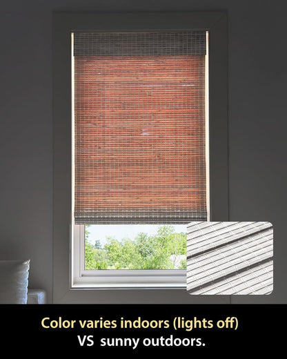 UNISHADES Cordless Bamboo Roman Shades for Windows, Blinds Size (26.5" W ×48" H) Colour (Highfield Teak)