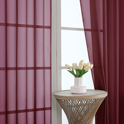 OWENIE Sheer Curtains 84 inches Long 2 Panels Set for Living Room/Bedroom, Rod Pocket Voile Sheer Panel Drapes, White, 2pcs, Each 42" W x 84" L - Colors A