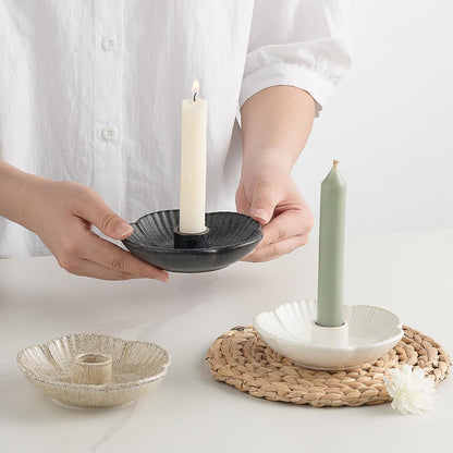 Ceramic Candlestick Holder， Candle Holder for Taper Candles,Incense, Santo Palo, Halloween Christmas Wedding Parties, Dining Room Home Decoration Display - Camel