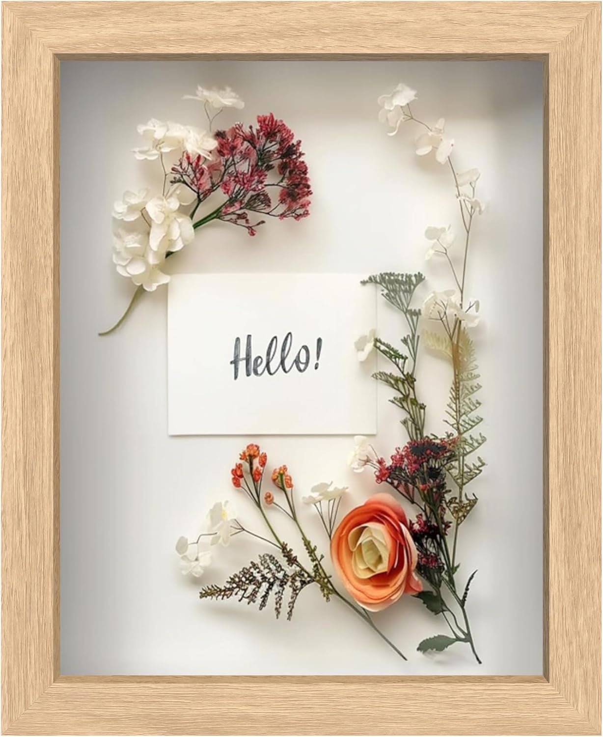 FrameWorks 11” x 14” Dark Oak Wooden Shadow Box Frame – Display Case with Soft Felt Back, Memory Box with Tempered Glass, Display Box with Elegant White Ball Push Pins, Wooden Flower Box