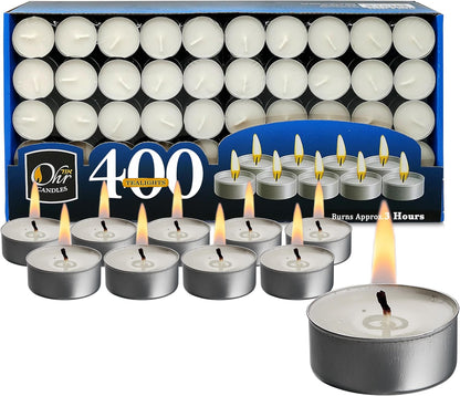 Ohr Tea Light Candles - 200 Bulk Pack - White Unscented Travel, Centerpiece, Decorative Candle - 3 Hour Burn Time