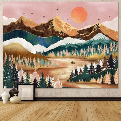 Zussun Black and White Tapestry Starry Night Mountain Tapestries for Bedroom Aesthetic Moon and Stars Tapastry's Wall Hanging Dark Nature Forest Wall Tapestry for Living Room Dorm (48'' × 36'')
