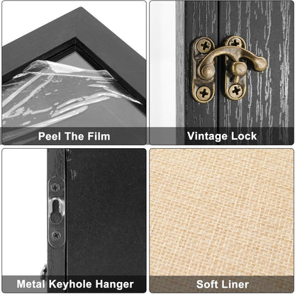GraduatePro Shadow Box Frame 11x14 Display Case with Linen Back, Real Glass Window Door with Hinge, Picture Frame Wedding Bouquet Memorabilia Medals Photos Memory Box for Keepsakes, Carbonized Black