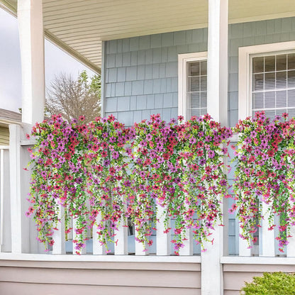 INQCMY Artificial Fake Hanging Flowers Plants for Outdoor Summer Decoration,2 PCS Faux Silk Daisy with Eucalyptus Leaves,UV Resistant Look Real for Outside Home Planter Porch Patio Balcony Yard Decor