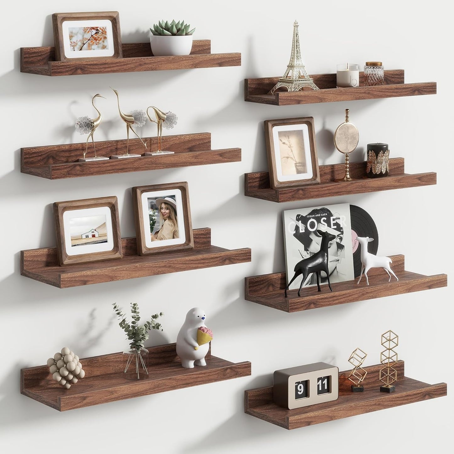 FLYJOE Floating Picture Ledge Shelves for Wall Set of 4, 48 Inch Wall Shelves with Lip Long Large Nursery Book Shelf for Toys Storage Kids Bookshelf Wall Mounted Living Room Bedroom Decor Frames