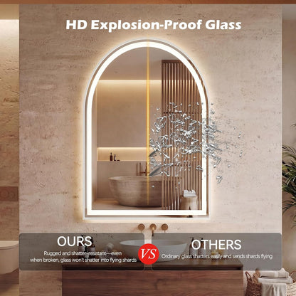 Sweetcrispy 20"x30" Arched Gold Bathroom Mirrors for Wall, Bathroom Mirrors for Over Sink, Metal Framed with HD Shatter-Proof Glass for Entryway, Living Room, Bedroom