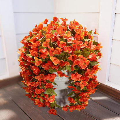 Faux Bougainvillea Artificial Flowers Plants for Outdoor Outside Decoration, 2 PCS Red Fake Flowers UV Resistant Look Real Silk Long Trailing Vines for Front Door Porch Planter Urn Patio Garden Yard
