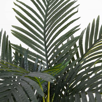 Nearly Natural 6.5ft Artificial Golden Cane Palm Tree, Lifelike Silk Indoor Palm With Three Textured Trunks Flexible Fronds Nursery Planter, Low Maintenance