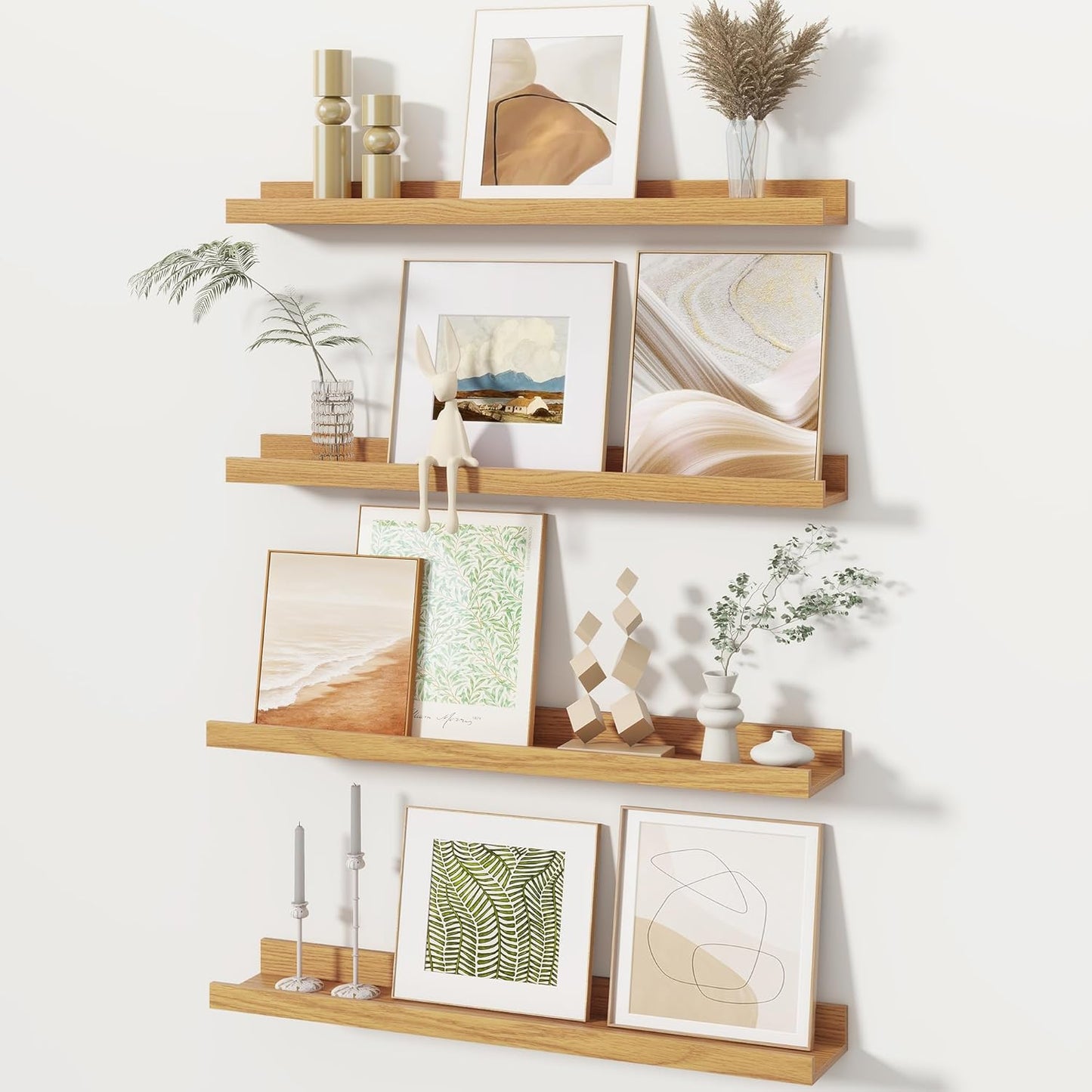 Fun Memories Picture Ledge Shelves Set of 2, 32 Inch Rustic Wall Mounted Floating Shelves with Lip for Home Storage and Décor in Bathroom, Kitchen, Nursery, Bedroom, Living Room, Walnut