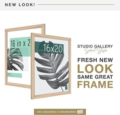 MCS Studio Gallery 16x24 Poster Frame Black Woodgrain Engineered Wood, Vertical & Horizontal Wall Hanging Large Picture Frame for Photos, Posters & Art Prints (1-Pack)