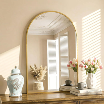 Antok Arched Bathroom Mirror, 20"x30" Wall Mounted Mirror, Vanity Mirrors for Over Sink, Aluminum Alloy Frame Bathroom Mirrors Living Room, Bedroom and Entryway, Black