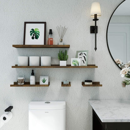 White Floating Shelves for Wall Decor, Wall Mounted Wood Storage Shelf for Bedroom, Living Room, Bathroom, Kitchen, Nursery, Display Picture Ledge Shelf with Lip Set of 2-14 Inches, White
