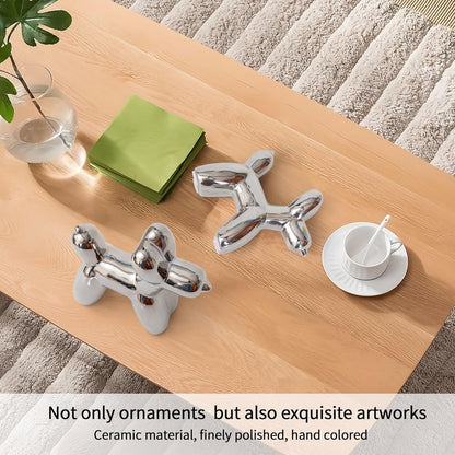 Notakia Cute Ceramics Balloon Dog Statue Crafts Gold Living Room Desktop Decorations,Handmade Modern Small Ceramic Animal Statue Ornament Gold Home Decor Accents