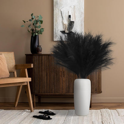 Ouddy Decor 8 Pcs Faux Pampas Grass Decor 38''/97cm Tall Artificial Large Pompous Pompas Floral Fluffy Fake Plants Floor Vase Filler for Wedding Kitchen Home Boho Decorations, Mixed Beige