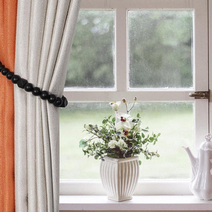 Wood Bead Curtain Tiebacks, KLOGTSIND Set of 2 Curtain Holdbacks for Thin or Thick Window Draperies, Boho Farmhouse Curtain Tiebacks with Hooks, Curtain Tie Backs for Home Office Room Decor