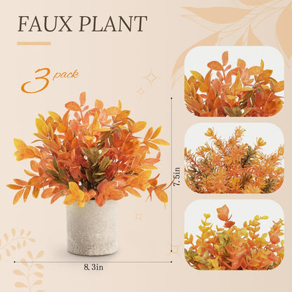 Der Rose 3 Pack Mini Potted Fake Plants Artificial Plastic Eucalyptus Plants Topiaries for Home Office Desk Farmhouse Shelf Room Bathroom Decor(Sage Green)