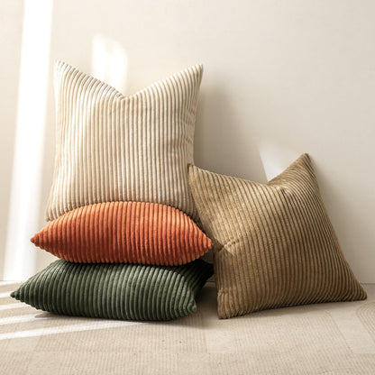 MIULEE Boho Farmhouse Sage Green Throw Pillow Covers 18x18 Inch Set of 4 Mordern Nordic Cushion Covers Soft Corduroy Spring Home Decor for Couch Bed Sofa Living Room Forest Green