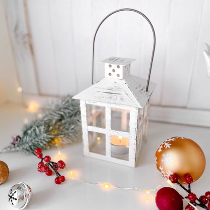 Kate Aspen Rustic Farmhouse Decor White Candle Holder Lantern Decorative (5 Inch), Wedding Decoration, Centerpiece Table Decorations, Home Decor, Shelf Decor, Fireplace Lantern