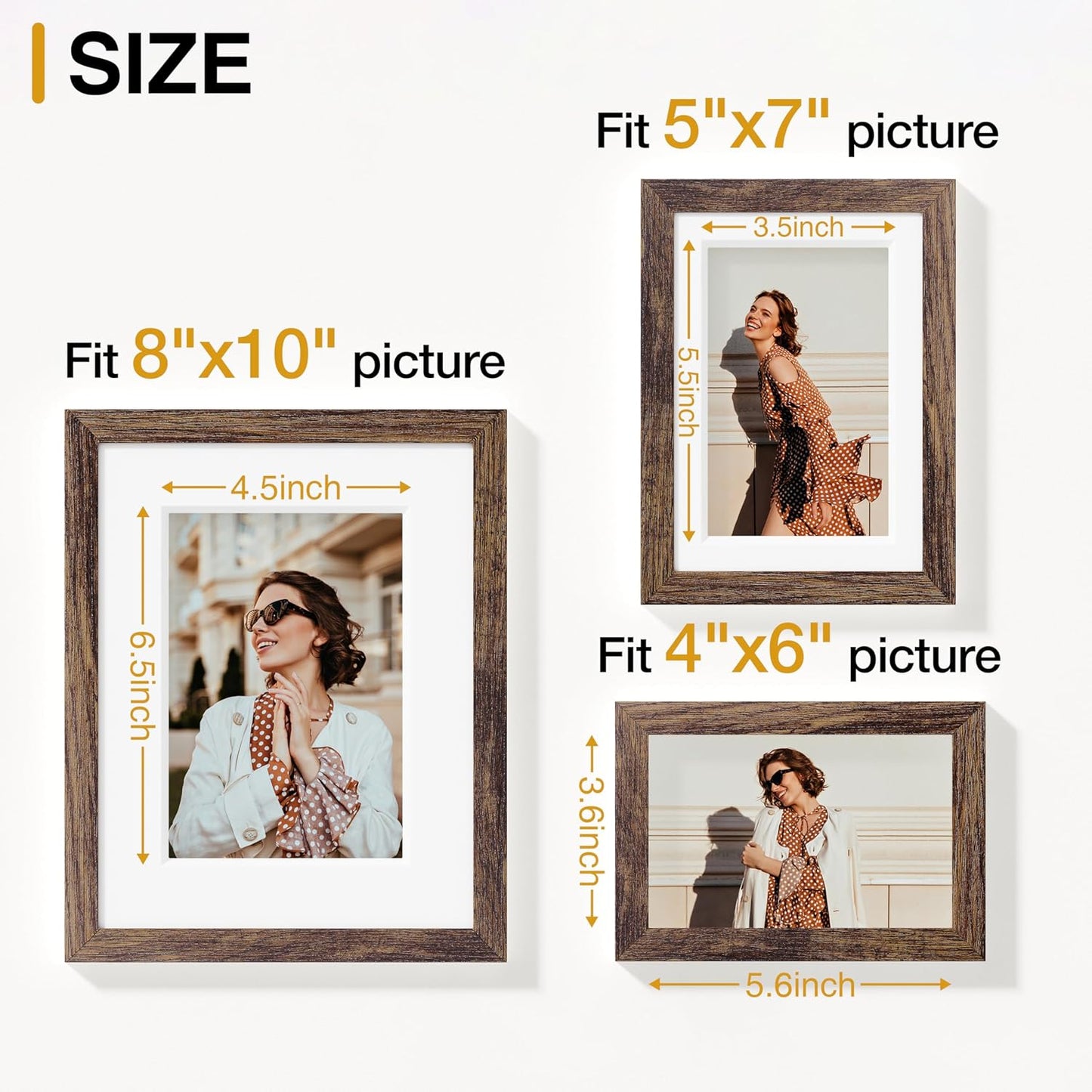 Vittanly 20 Pack Picture Frames Collage Wall Decor, Multi Sizes Including 4pcs 8x10, 8pcs 5x7 and 8pcs 4x6 Photo Frames, Gallery Frame Set for Wall or Tabletop Display, Black, Brown and Dark Grey