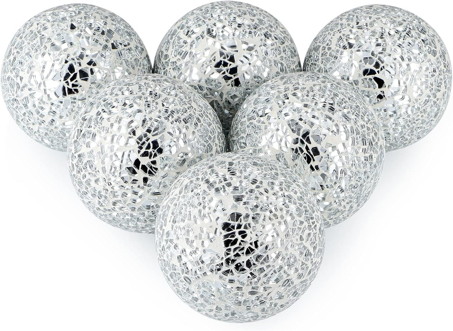 MDLUU 6 Pcs Mosaic Sphere Balls-Diameter 3 in, Decorative Orbs, Centerpiece Balls for Bowls, Vases, Dining Table Decor, Turquoise Blue