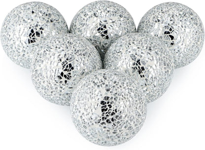 MDLUU 6 Pcs Mosaic Sphere Balls-Diameter 3 in, Decorative Orbs, Centerpiece Balls for Bowls, Vases, Dining Table Decor, Turquoise Blue