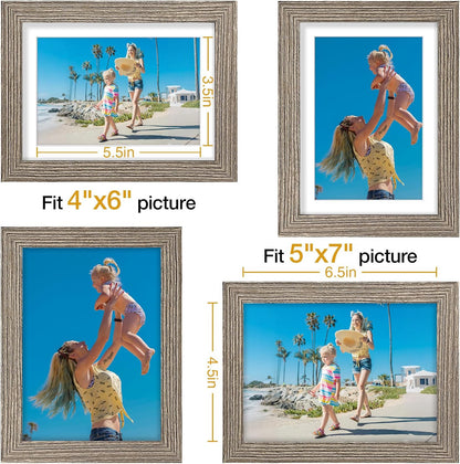 Vittanly 8x10 Picture Frames Set of 9, Shatter Resistant Plexiglass, Display 5x7 Pictures with Mat or 8x10 without Mat, Photo Frames for Wall or Tabletop, Engineered Wood, Black - Colors B