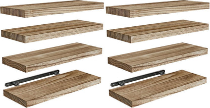 Amada Homefurnishing Floating Shelves, Paulownia Wood Wall Shelves for Living Room/Bedroom/Kitchen/Home Office, Wood Floating Shelf for Home Storage & Organization, Set of 4, 15.75″L x 5.91″W x 0.98″H