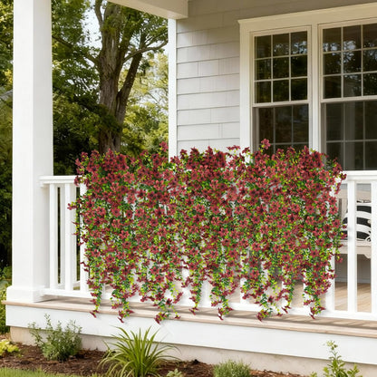 INQCMY Artificial Fake Hanging Flowers Plants for Outdoor Summer Decoration,2 PCS Faux Silk Daisy with Eucalyptus Leaves,UV Resistant Look Real for Outside Home Planter Porch Patio Balcony Yard Decor