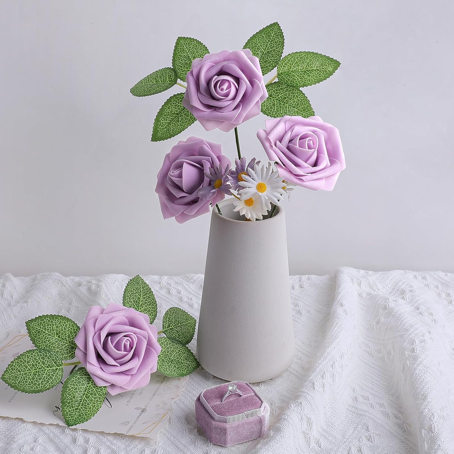 AmyHomie Artificial Flowers Dark Red Rose 25pcs Real Looking Fake Roses w/Stem for DIY Wedding Bouquets Centerpieces Arrangements Party Baby Shower Mothers Day Christmas Tree Decorations