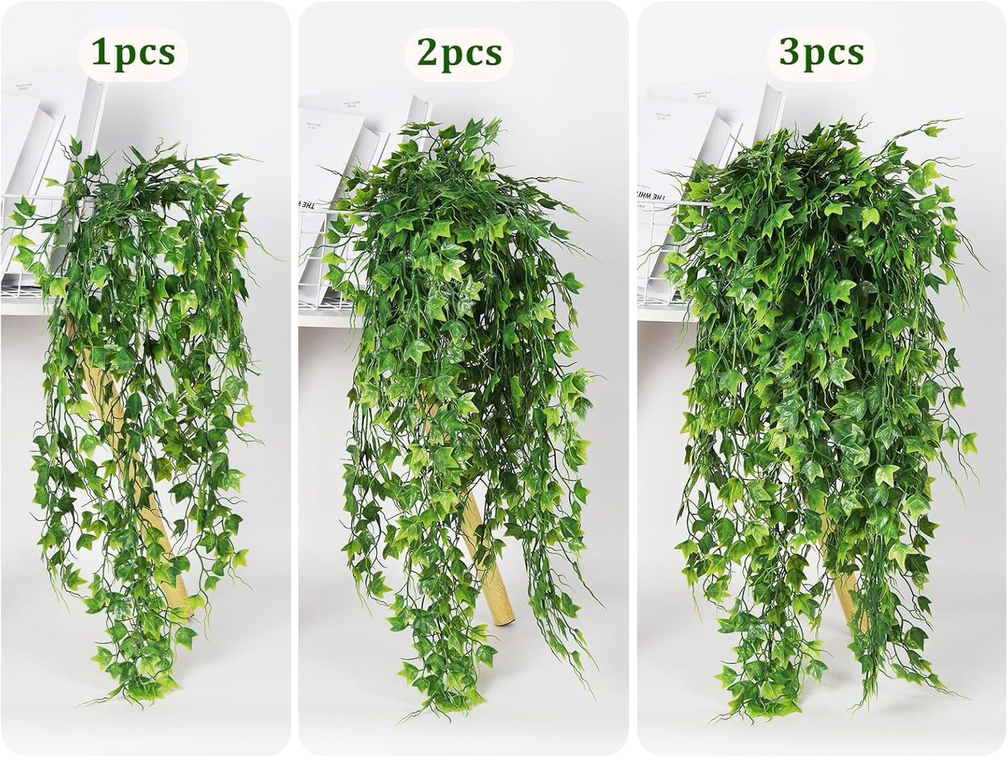 RECUTMS Artificial Hanging Plants Fake Hanging Plant Faux Eucalyptus Leaf Greenery Vine Outdoor UV Resistant Plastic Plants Home Garden Wedding Party Indoor Outdoor Decorations(White)