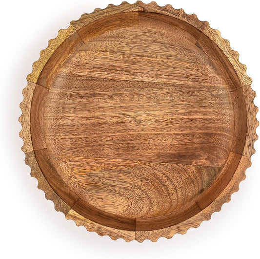 Kimona Fruit Bowls Wood Fruit Bowl or Decorative Bowl for Table Décor for Kitchen Counter or Farmhouse Christmas Centerpiece (10" X 10" X 2.5")