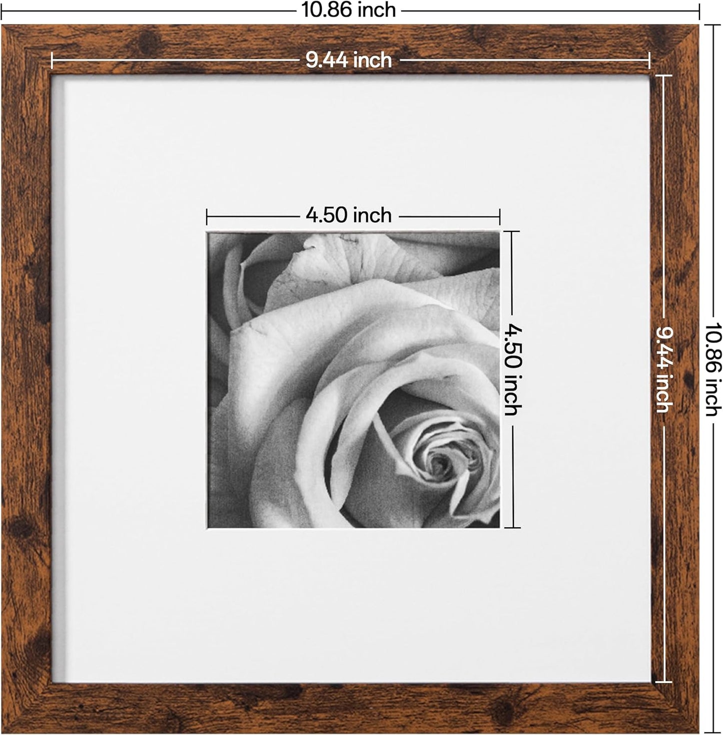 eletecpro 12x12 Picture Frames Set of 9 with Clear Acrylic Cover, Display 8x8 Photos with Mat or 12x12 Without, Classic and Sturdy Square Collage Gallery Wall Decor, Easy Wall Mount, Black