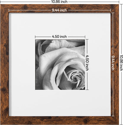 eletecpro 12x12 Picture Frames Set of 9 with Clear Acrylic Cover, Display 8x8 Photos with Mat or 12x12 Without, Classic and Sturdy Square Collage Gallery Wall Decor, Easy Wall Mount, Black
