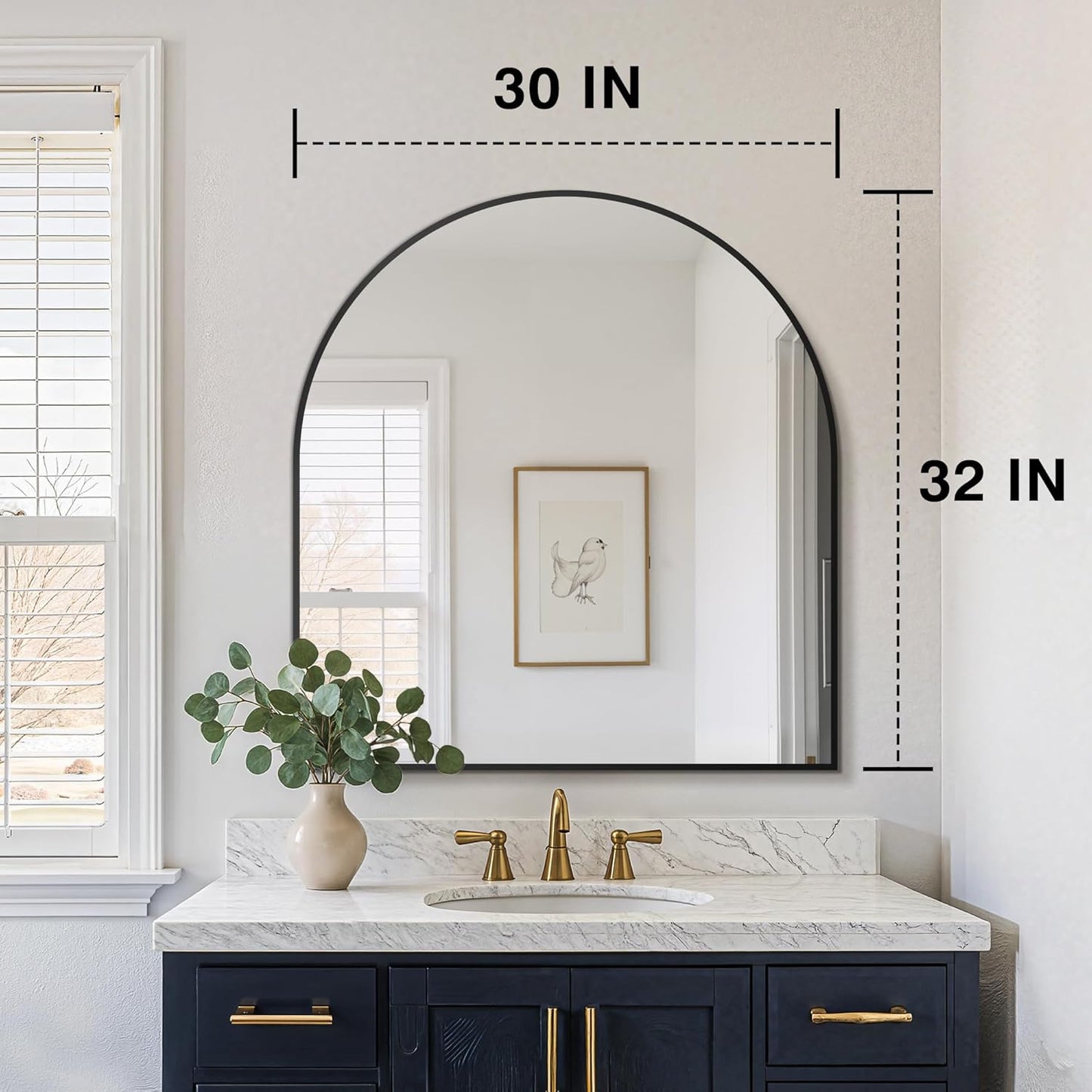 FICTOR Bathroom Mirror for Wall, Arched Vanity Bathroom Mirror for Over Sink, Metal Framed with HD Shatter-Proof Glass for Entryway, Living Room,Bedroom(2 Pack 24” x 36”, Black)
