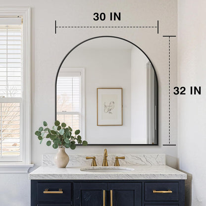 FICTOR Bathroom Mirror for Wall, Arched Vanity Bathroom Mirror for Over Sink, Metal Framed with HD Shatter-Proof Glass for Entryway, Living Room,Bedroom(2 Pack 24” x 36”, Black)