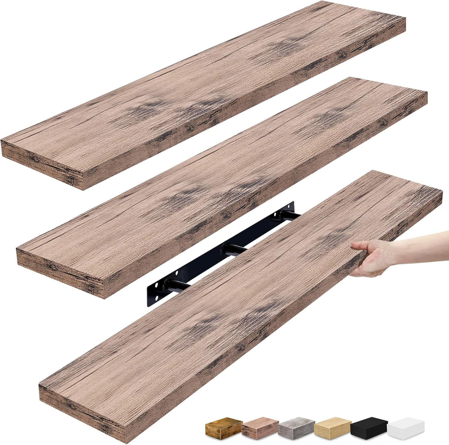 Sorbus Floating Shelves for Wall - 48 Inch Long Bathroom Shelves, Wall Decor for Bedroom, Kitchen, Living Room & Book Storage - Mounted Floating Shelf with Invisible Brackets (Maple Wood, 2 Pack)