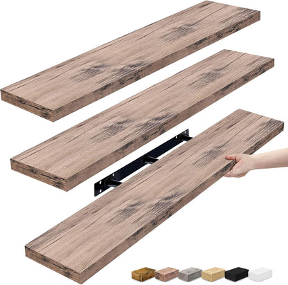 Sorbus Floating Shelves for Wall - 48 Inch Long Bathroom Shelves, Wall Decor for Bedroom, Kitchen, Living Room & Book Storage - Mounted Floating Shelf with Invisible Brackets (Maple Wood, 2 Pack)