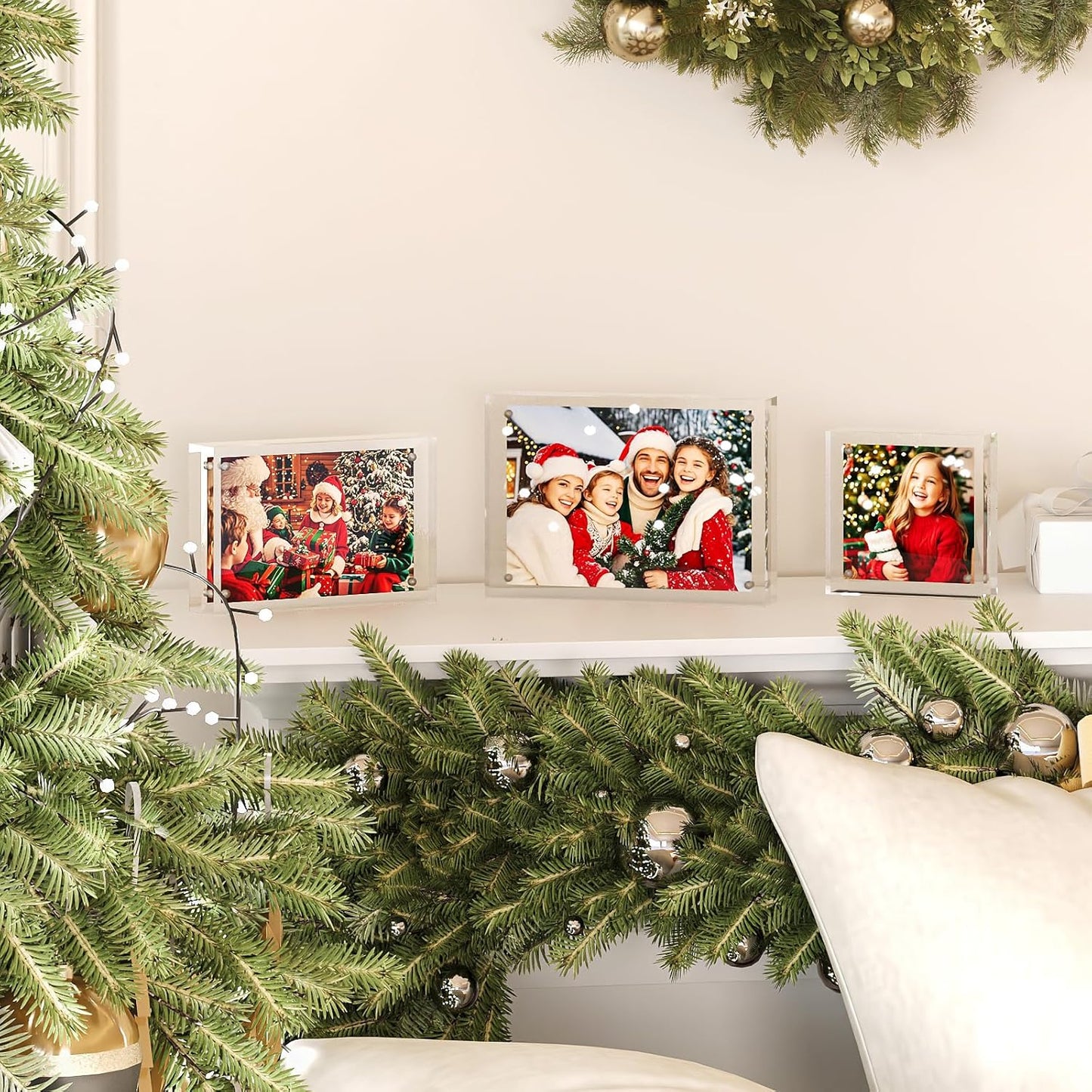 Egofine 4x6 Acrylic Frames 6 Pack, 20mm Thicker Frameless Clear Picture Frames, Double Sided Magnetic Picture Frames, Free Standing Desktop Display