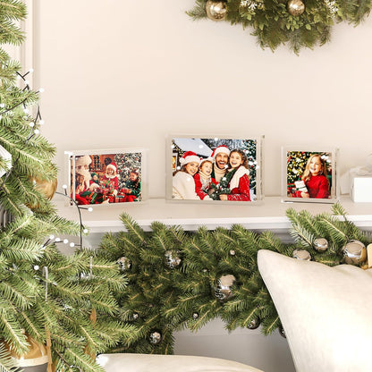 Egofine 4x6 Acrylic Frames 6 Pack, 20mm Thicker Frameless Clear Picture Frames, Double Sided Magnetic Picture Frames, Free Standing Desktop Display