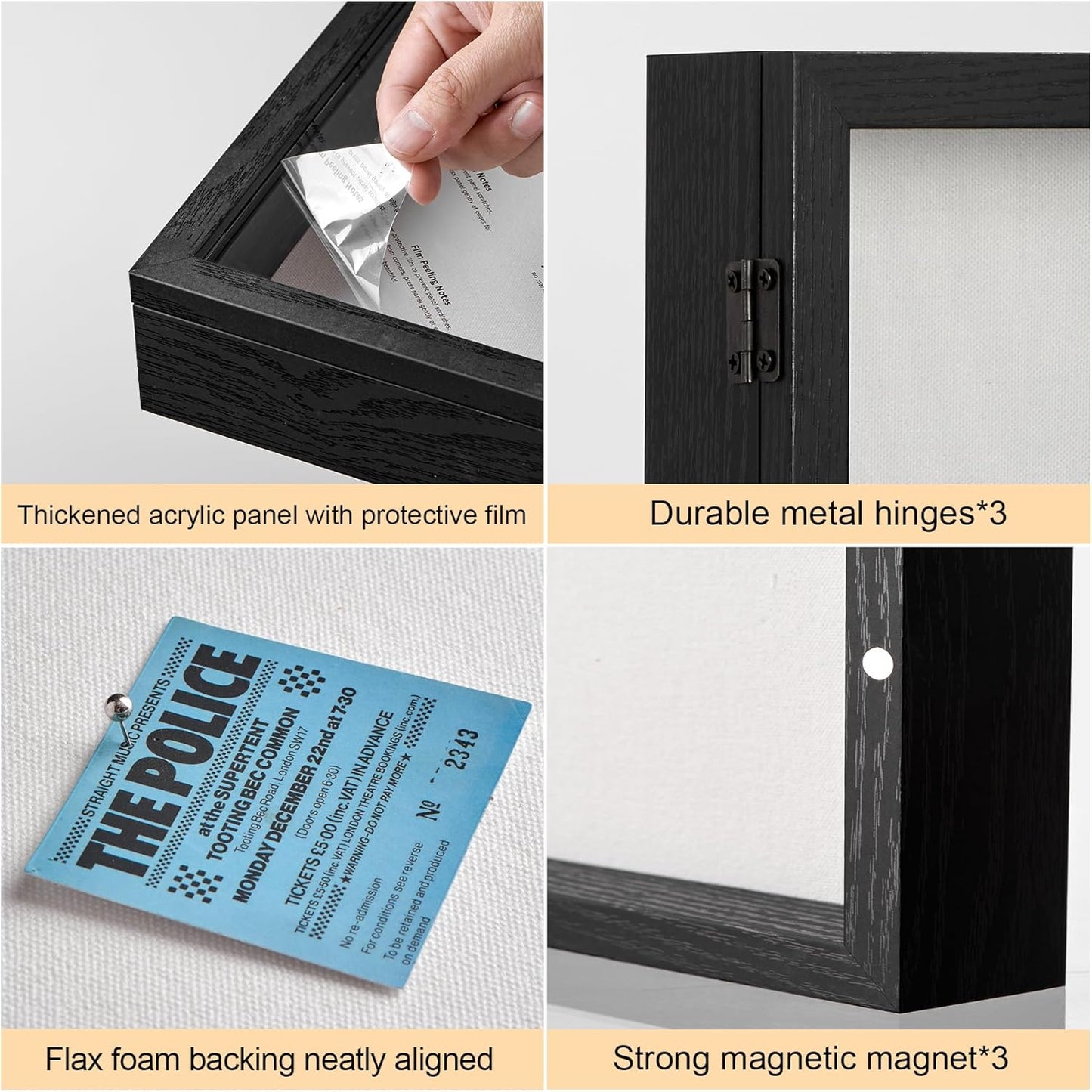 8x10 Deep Shadow Box Picture Frame Display Case with Linen Back and Stand,Real Glass Black Shadow Memory Box Frame 8x10 for Flower Baby Pet Wedding Photo Art Craft Memorial Wall Decor Gift