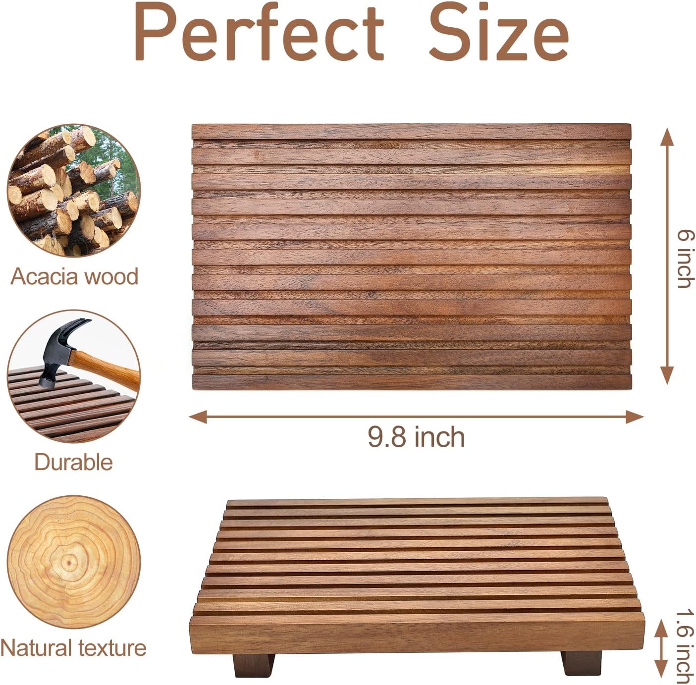 Acacia Wood Riser for Bathroom Sink Tray Kitchen Counter Decor Trays Pedestal Stand Sponge Soap Dish Holder Decorative Wooden Risers for Kitchen Sink Soap Tray Vanity Bathroom Countertop Accessories