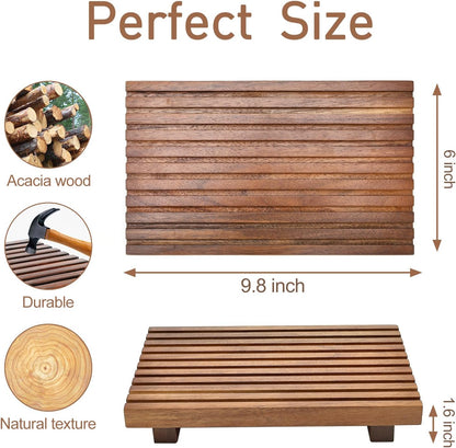 Acacia Wood Riser for Bathroom Sink Tray Kitchen Counter Decor Trays Pedestal Stand Sponge Soap Dish Holder Decorative Wooden Risers for Kitchen Sink Soap Tray Vanity Bathroom Countertop Accessories
