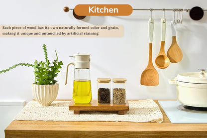 Large 16" Acacia Wood Riser Pedestal Stand – Farmhouse Wood Display Riser for Kitchen and Bathroom Décor - Counter Display, Plant Stand, Jewelry Holder, Vanity Tray, Candle Stand (L:16"x8"x1.57")